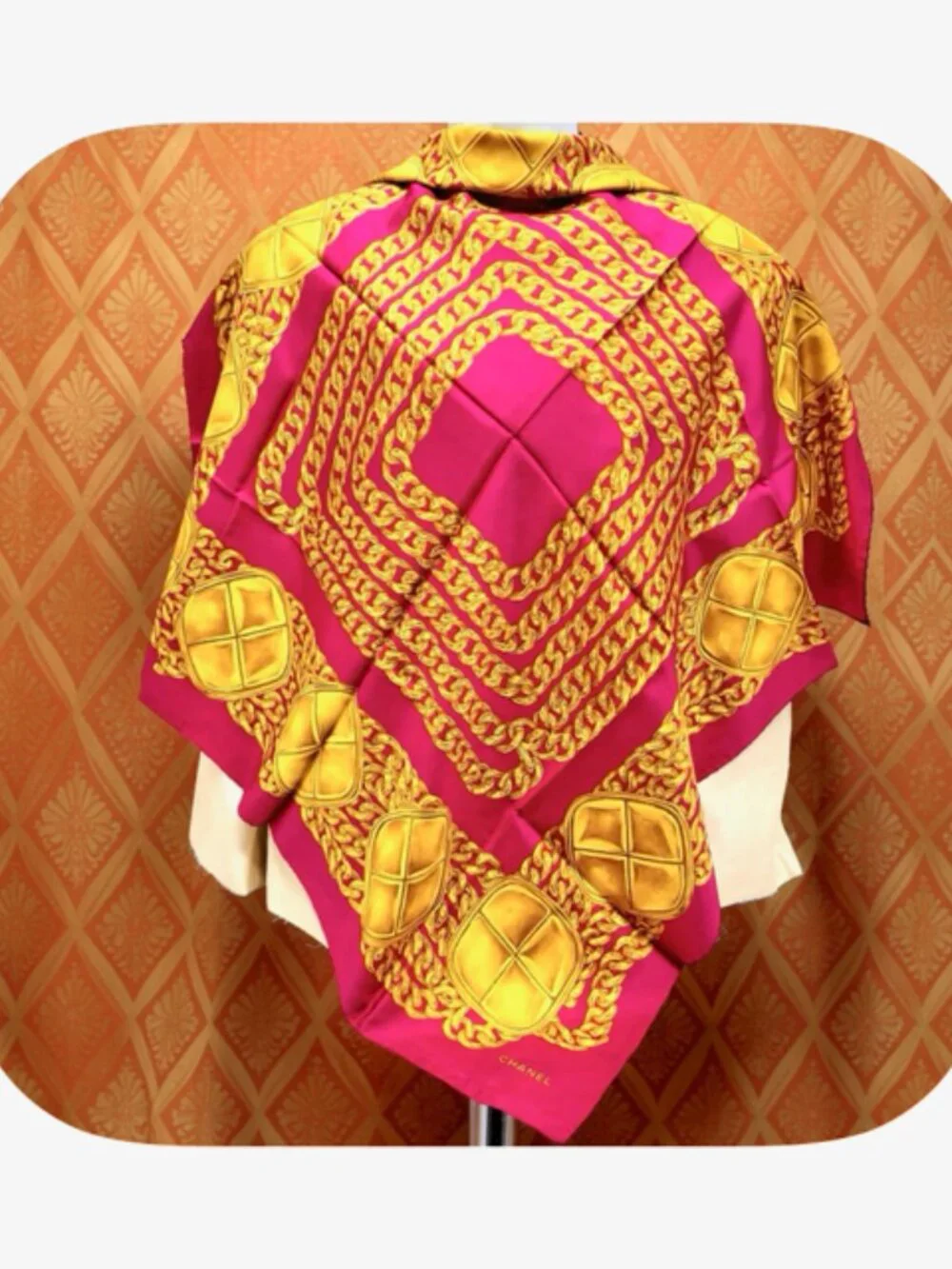 Beautiful CHANEL Itlay made   100%  silk scarf 34